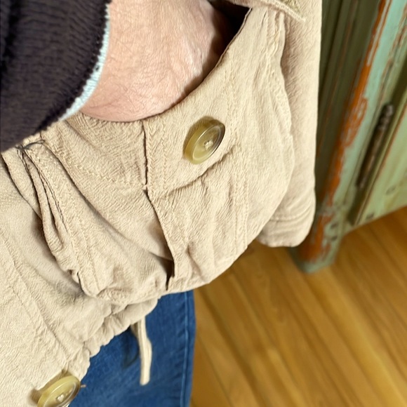 American Eagle 🦅 Beige Cotton Button Down Lightweight Bomber Jacket, Size L - Picture 7 of 16